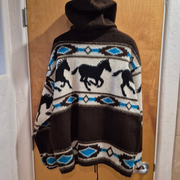 Earth Ragz Southwestern Horse Print Fuzzy Full Zip Hoodie  Size XL - Picture 2 of 14